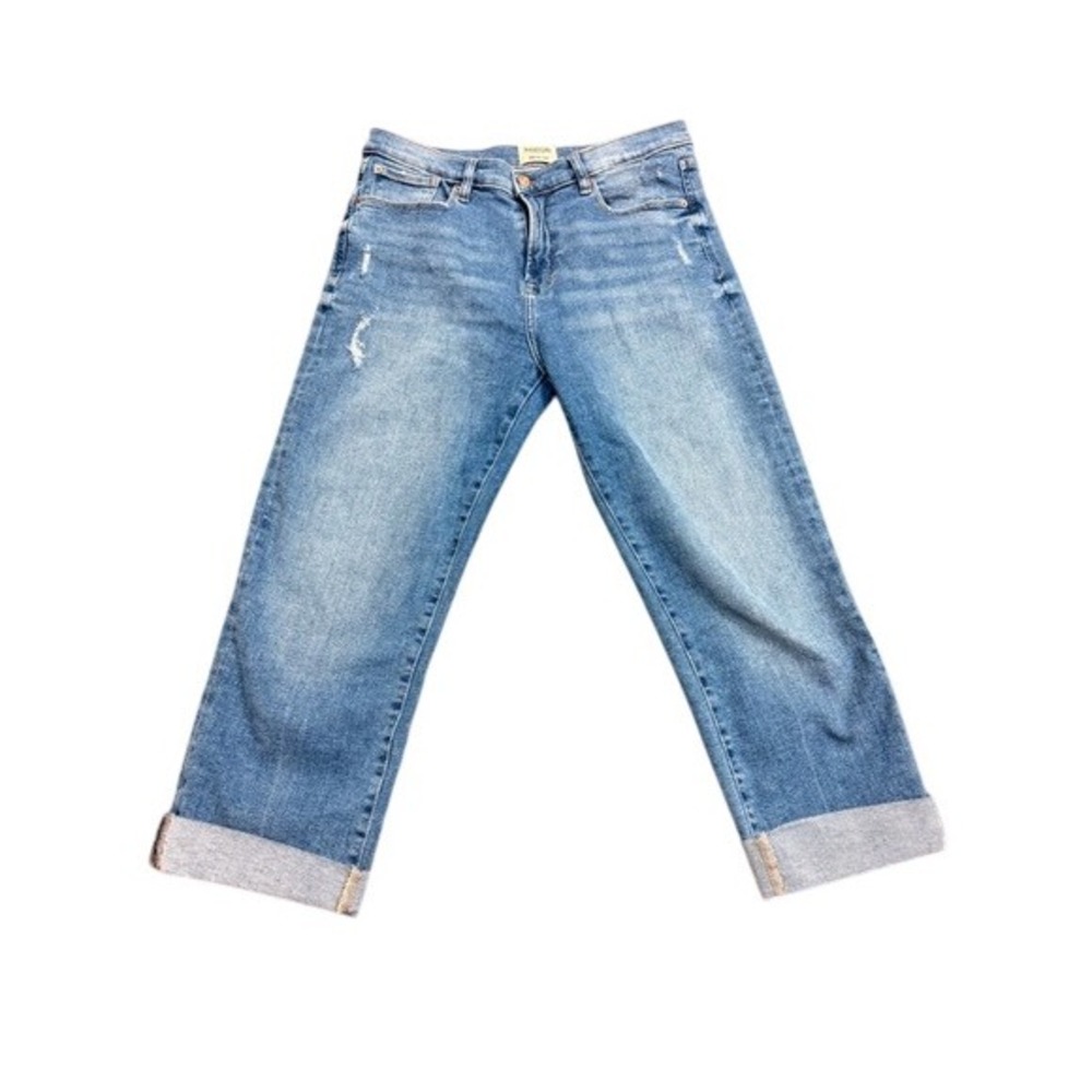 Kensie‎ Vintage Destructed Cuffed Boyfriend Jeans Women's Blue Denim